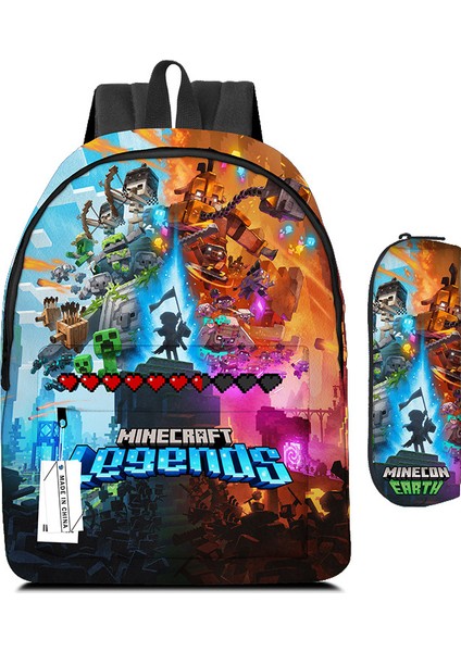 My World Minecraft Ilkokul ve Ortaokul Öğrencilerinin Okul Çantası Kalem Çantası (Yurt Dışından)