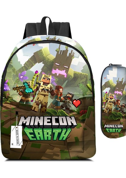 My World Minecraft Ilkokul ve Ortaokul Öğrencilerinin Okul Çantası Kalem Çantası (Yurt Dışından)