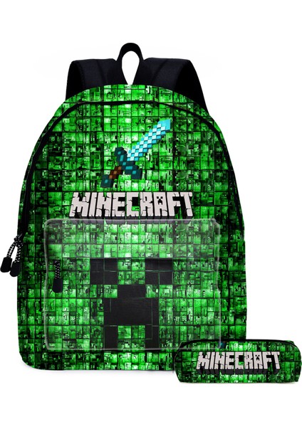 My World Minecraft Ilkokul ve Ortaokul Öğrencilerinin Okul Çantası Kalem Çantası (Yurt Dışından)