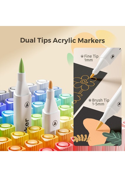 Enmy Çift Uçlu Akrilik Kalemler 80 Renk Profesyonel Sınıf Katlanabilir Fırçalar｜su Bazlı ve Yıkanabilir｜öğrenci Için Güvenli ve Toksik Olmayan (Yurt Dışından) fiyatları