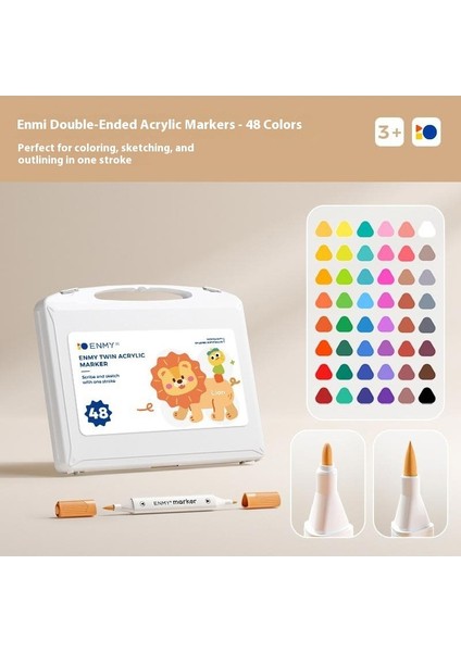 Enmy Çift Uçlu Akrilik Markör 48 Renk Profesyonel Sınıf Katlanabilir Fırçalar｜su Bazlı ve Yıkanabilir｜öğrenci Için Güvenli ve Toksik Olmayan (Yurt Dışından)