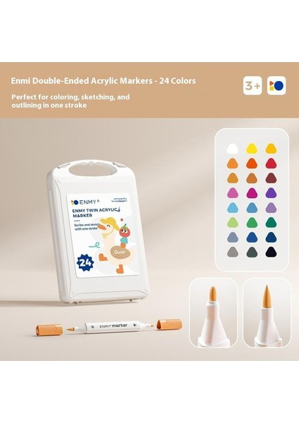 Enmy Çift Uçlu Akrilik Markör 24 Renk Profesyonel Sınıf Katlanabilir Fırçalar｜su Bazlı ve Yıkanabilir｜öğrenci Için Güvenli ve Toksik Olmayan (Yurt Dışından)