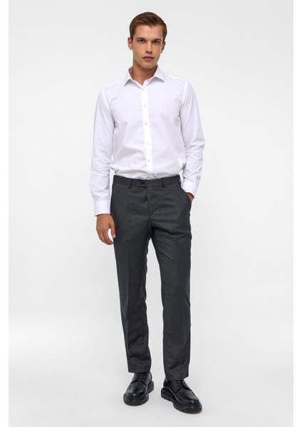 Siyah Regular Armürlü Pantolon