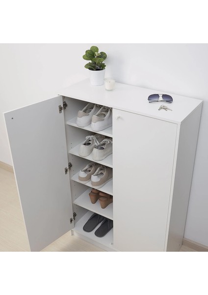 Kleppstad Ayakkabı Dolabı Beyaz 80 x 35 x 117 cm Kapaklı Geniş Depolamalı fırsatları
