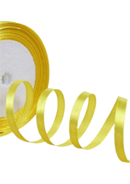 Saten Kurdele 1 cm 10 Metre Koyu Sarı