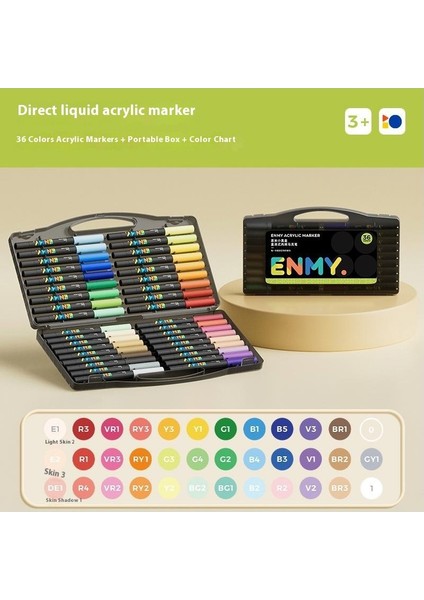 Enmy Little Black Box - Çocuklar Için Güvenli Yıkanabilir Akrilik Keçeli Kalemler (36 Renk Seti) (Yurt Dışından)