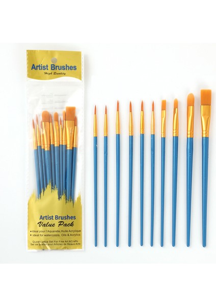 Çocuklar Için 10 Adet Pearlescent Plastik Çubuk Fırça Seti (Yurt Dışından)