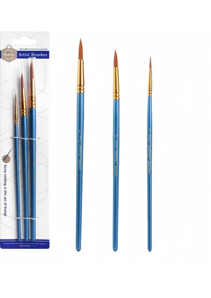 3 Adet Naylon Saç Boya Fırçası Seti | Akrilik Suluboya Guaj Kanca Çizgisi Çok Amaçlı (Yurt Dışından)