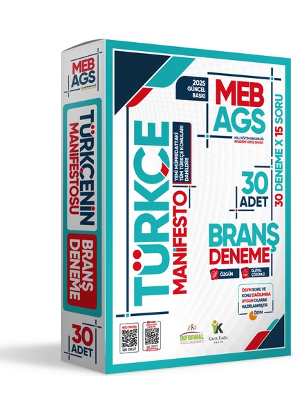 2025 Meb Ags Türkçe Manifesto Branş Deneme Paketi (30X15) 30LU Fasikül Seti Özgün Dijital Çözümlü modelleri