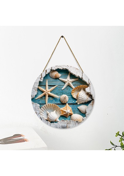 Akdeniz Tarzı Duvar Asılı Deniz Teması Denizyıldızı Kabukları Duvar Asılı Duvar Süsleri Ahşap Panel Sprey Boyama Dekorasyon (Yurt Dışından)
