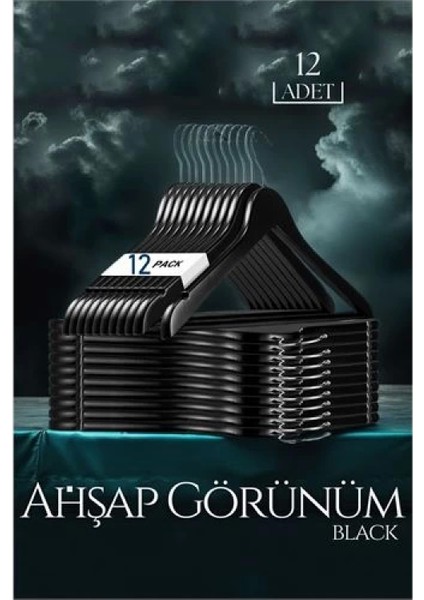 Siyah Ahşap Görünüm 12 li Askı Seti Schönbuch Design