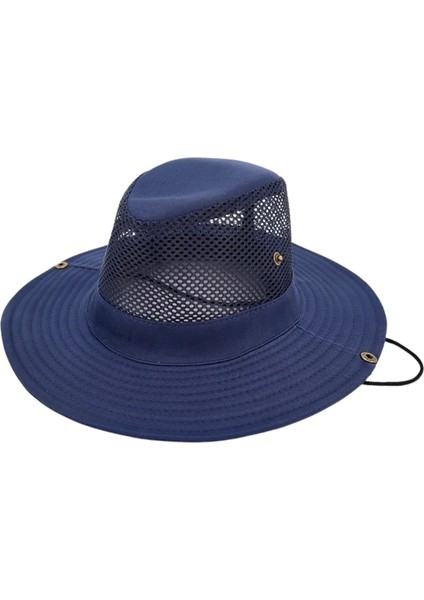 Yazlık Katlanabilir Bağlamalı Fileli Balıkçı Avcı Safari Fötr Fötür Şapka Lacivert (Yurt Dışından)
