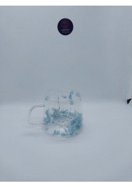 Isıya Dayanıklı Çift Çidarlı Kurutulmuş Canlı Mavi Çiçekli Kupa fiyatları