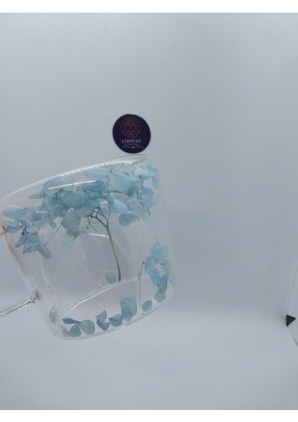 Isıya Dayanıklı Çift Çidarlı Kurutulmuş Canlı Mavi Çiçekli Kupa indirimleri