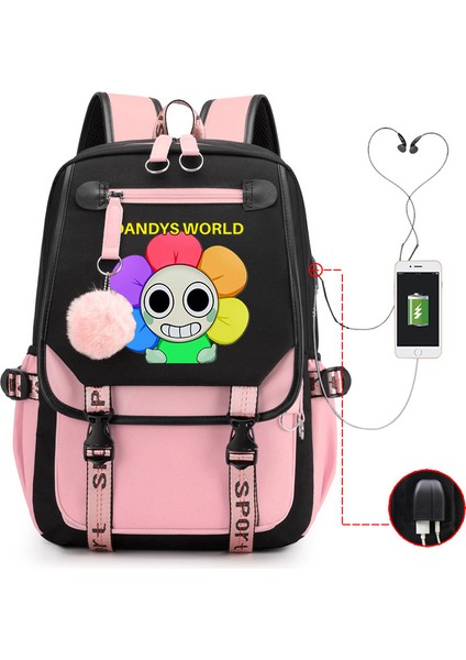 Yeni 2025 Karikatür Oyun Baskı Ilkokul Öğrencileri Okul Çantası Büyük Kapasiteli Renk Unisex Modelleri USB Omuz Çantası Vurmak (Yurt Dışından)