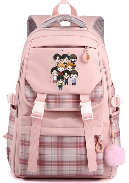 Kolej Tarzı Rahat Çok Yönlü Öğrenci Okul Çantası Etrafında Başıboş Grup (Yurt Dışından)