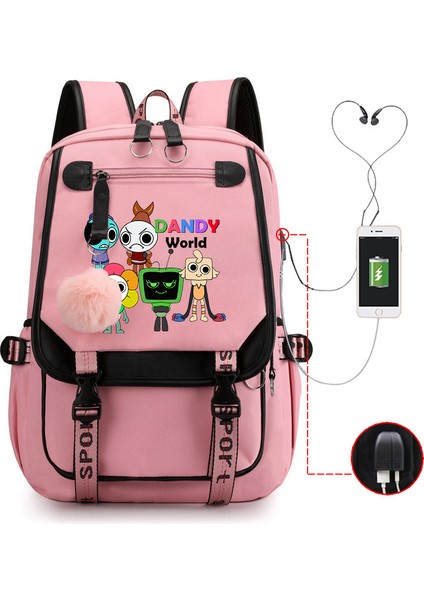 Yeni 2025 Karikatür Oyun Baskı Ilkokul Öğrencileri Okul Çantası Büyük Kapasiteli Renk Unisex Modelleri USB Omuz Çantası Vurmak (Yurt Dışından)