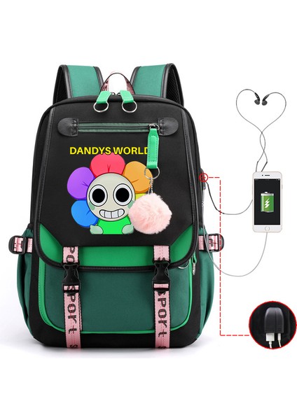 Yeni 2025 Karikatür Oyun Baskı Ilkokul Öğrencileri Okul Çantası Büyük Kapasiteli Renk Unisex Modelleri USB Omuz Çantası Vurmak (Yurt Dışından)