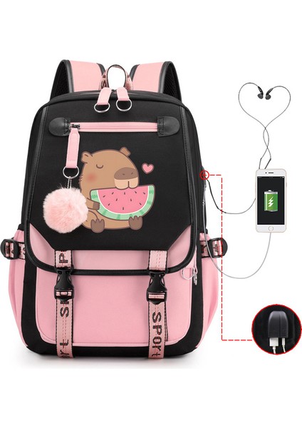 Sıcak Satış Capya Capya Sevimli USB Portu Çok Fonksiyonlu Eğlence Seyahat Sırt Çantaları (Yurt Dışından)