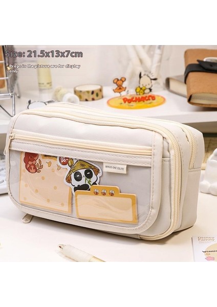 Panda Geliyor Çok Katmanlı Kalem Çantası Niş Gelişmiş Basit Sevimli Kırtasiye Saklama Çantası Büyük Kapasiteli Kalem Çantası Ilkokul ve Ortaokul (Yurt Dışından)