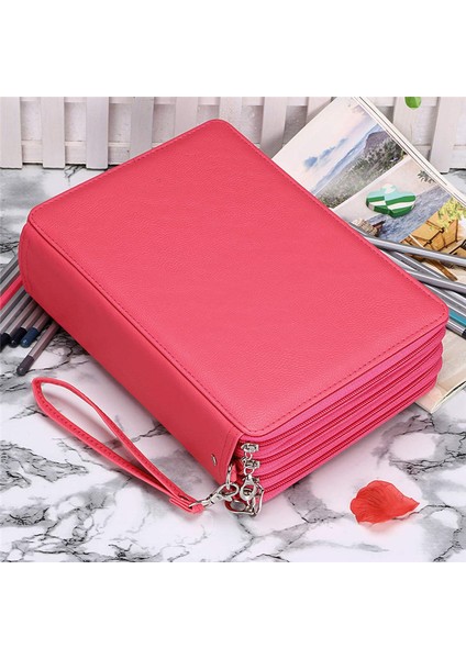 Yeni Büyük Kapasiteli Pu Kalem Çantası Öğrenci Kırtasiye Çantası 200 Delikli Sanat Boyama Saklama Çantası Sanat Çantası (Yurt Dışından)