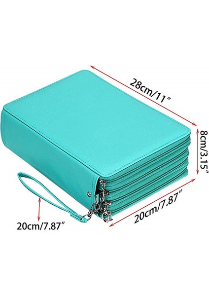 Yeni Büyük Kapasiteli Pu Kalem Çantası Öğrenci Kırtasiye Çantası 200 Delikli Sanat Boyama Saklama Çantası Sanat Çantası (Yurt Dışından)