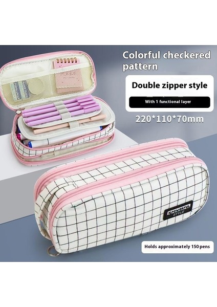 Büyük Kapasiteli Kalem Çantası Ins Yüksek Değerli Ilkokul Öğrencileri Macaron Renkli Taşınabilir Kırtasiye Kutusu Çok Katmanlı Katmanlı Depolama (Yurt Dışından)