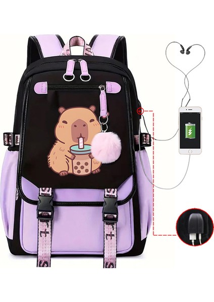 Sıcak Satış Capya Capya Sevimli USB Portu Çok Fonksiyonlu Eğlence Seyahat Sırt Çantaları (Yurt Dışından)