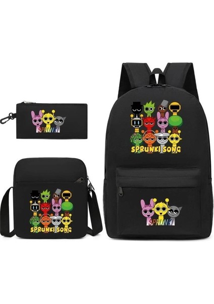 Karikatür Baskı Modası Etrafında Yeni Oyun Çocuk Kalem Çantası Crossbody Çanta Üç Set Sınır Ötesi Ilkokul ve Ortaokul Öğrencileri Okul Çantası (Yurt Dışından)