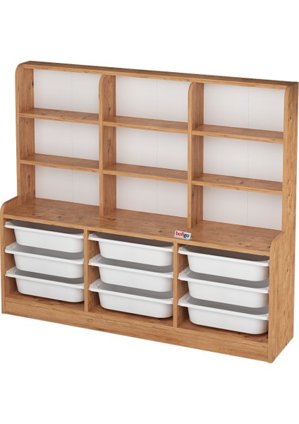 9 Sepetli 9 Raflı Dolap Çok Amaçlı Dolap Oyuncak Dolabı Almina Çam