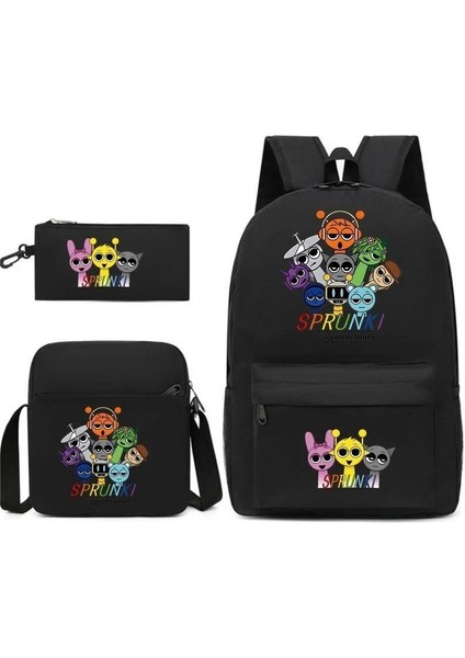 Karikatür Baskı Modası Etrafında Yeni Oyun Çocuk Kalem Çantası Crossbody Çanta Üç Set Sınır Ötesi Ilkokul ve Ortaokul Öğrencileri Okul Çantası (Yurt Dışından)