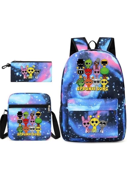 Karikatür Baskı Modası Etrafında Yeni Oyun Çocuk Kalem Çantası Crossbody Çanta Üç Set Sınır Ötesi Ilkokul ve Ortaokul Öğrencileri Okul Çantası (Yurt Dışından)