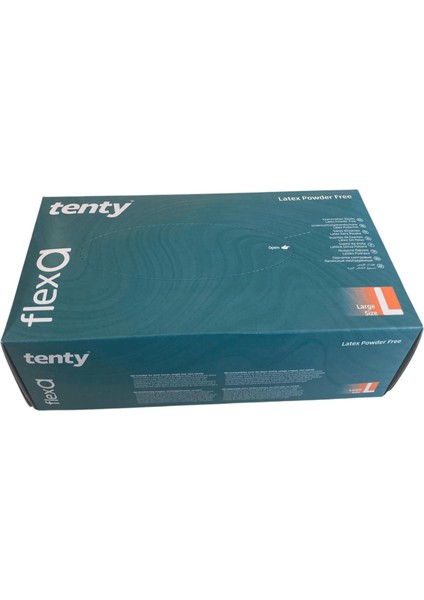 Tenty - Muayene Eldiveni Flexs A Pudrasız Lateks Large 100LÜ 1 Paket