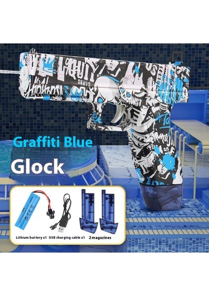 Elektrikli Glock Su Tabancası Çocuk Oyuncakları Yüksek Kapasiteli Sürekli Püskürtme Su Tabancası Plaj (Yurt Dışından)