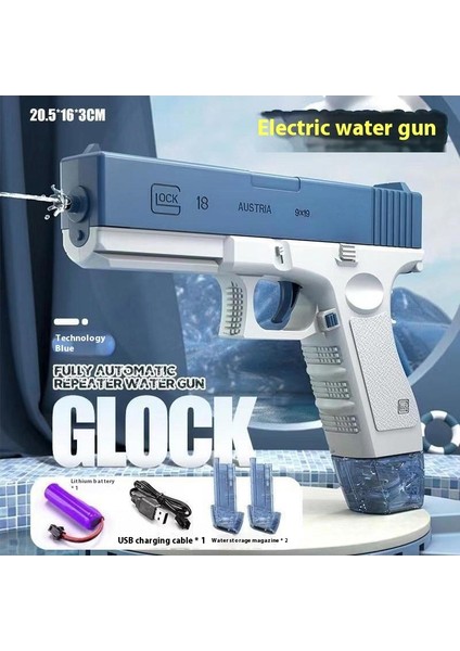 Elektrikli Glock Su Tabancası Çocuk Oyuncakları Yüksek Kapasiteli Sürekli Püskürtme Su Tabancası Plaj (Yurt Dışından)