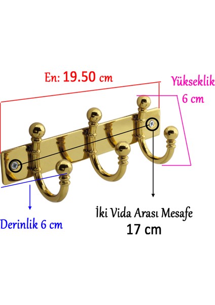 Metal 3'lü Askı Birleşik Vestiyer Duvar Monteli Askı Dolap Askılığı Vidalı Gold Elbise Askısı 1 Adet fiyatları