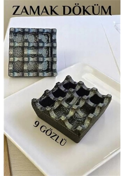 Kapaklı Zamak Döküm Kare Küllük Metal Kül Tablası - Kafe Küllüğü Sarı-Kahve fiyatları