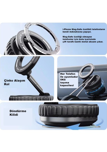 GA40 Mag-Safe Ultra Sağlam Vakumlu Mini Araç Telefon Tutucu Ev Spor Salonu Fayans Ayna fırsatları