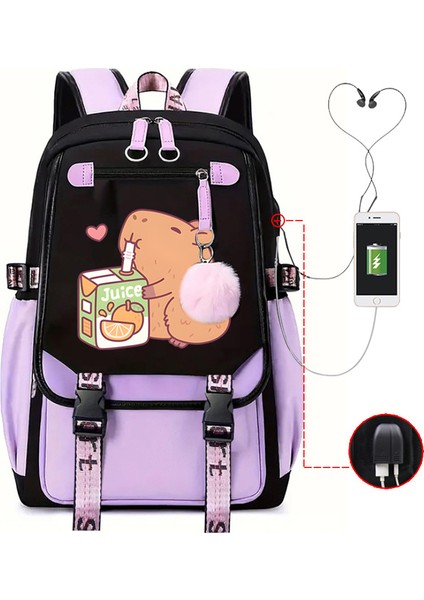 Sıcak Satış Capya Capya Sevimli USB Portu Çok Fonksiyonlu Eğlence Seyahat Sırt Çantaları (Yurt Dışından)