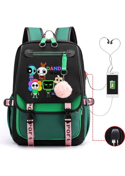 Yeni 2025 Karikatür Oyun Baskı Ilkokul Öğrencileri Okul Çantası Büyük Kapasiteli Renk Unisex Modelleri USB Omuz Çantası Vurmak (Yurt Dışından)