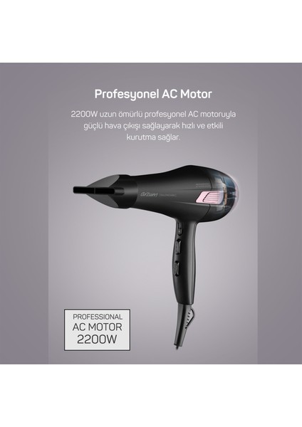 AR5098 Saloncare Profesyonel Saç Kurutma Makinesi - Siyah - 2200 Watt fiyatları