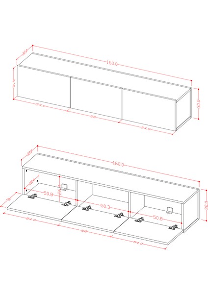 %100 Mdflam Tv Ünitesi Tv Sehpası Duvara Monte T-27 modelleri