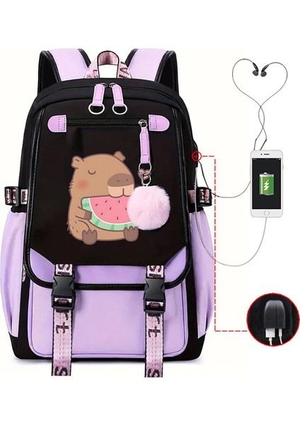 Sıcak Satış Capya Capya Sevimli USB Portu Çok Fonksiyonlu Eğlence Seyahat Sırt Çantaları (Yurt Dışından)
