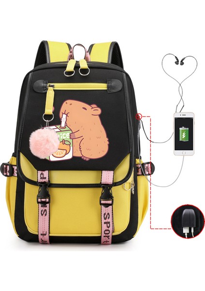 Sıcak Satış Capya Capya Sevimli USB Portu Çok Fonksiyonlu Eğlence Seyahat Sırt Çantaları (Yurt Dışından)