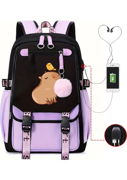 Sıcak Satış Capya Capya Sevimli USB Portu Çok Fonksiyonlu Eğlence Seyahat Sırt Çantaları (Yurt Dışından)