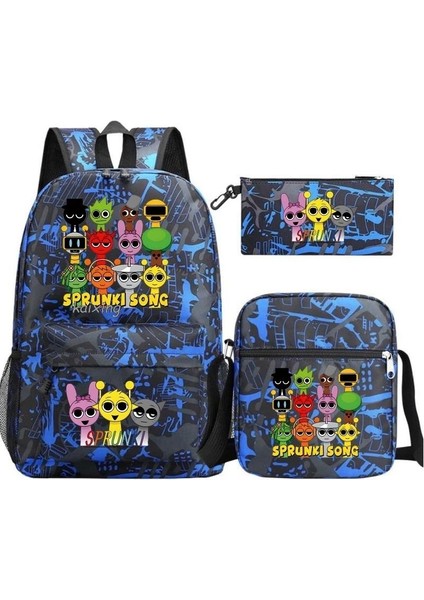 Karikatür Baskı Modası Etrafında Yeni Oyun Çocuk Kalem Çantası Crossbody Çanta Üç Set Sınır Ötesi Ilkokul ve Ortaokul Öğrencileri Okul Çantası (Yurt Dışından)