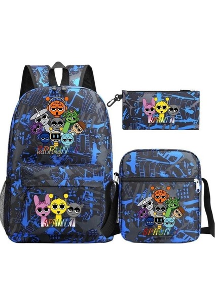 Karikatür Baskı Modası Etrafında Yeni Oyun Çocuk Kalem Çantası Crossbody Çanta Üç Set Sınır Ötesi Ilkokul ve Ortaokul Öğrencileri Okul Çantası (Yurt Dışından)