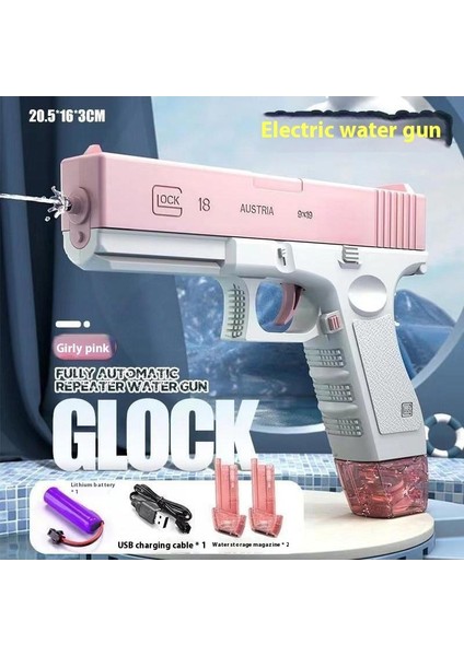 Elektrikli Glock Su Tabancası Çocuk Oyuncakları Yüksek Kapasiteli Sürekli Püskürtme Su Tabancası Plaj (Yurt Dışından)