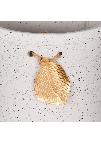 Seramik Saksı Gold Yaprak Aksesuarlı Beyaz 13,5X13 Cm. fiyatları