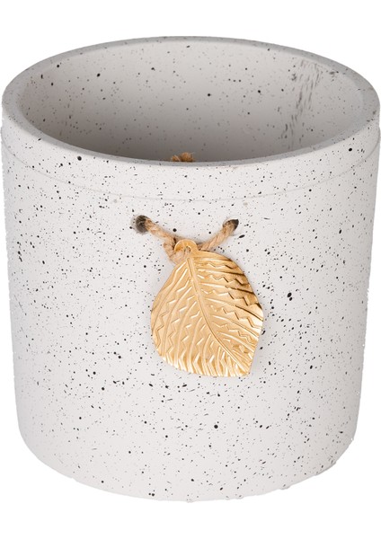 Seramik Saksı Gold Yaprak Aksesuarlı Beyaz 13,5X13 Cm. fırsatları